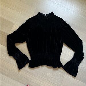 FRAME - Black Velvet Long Sleeve Top